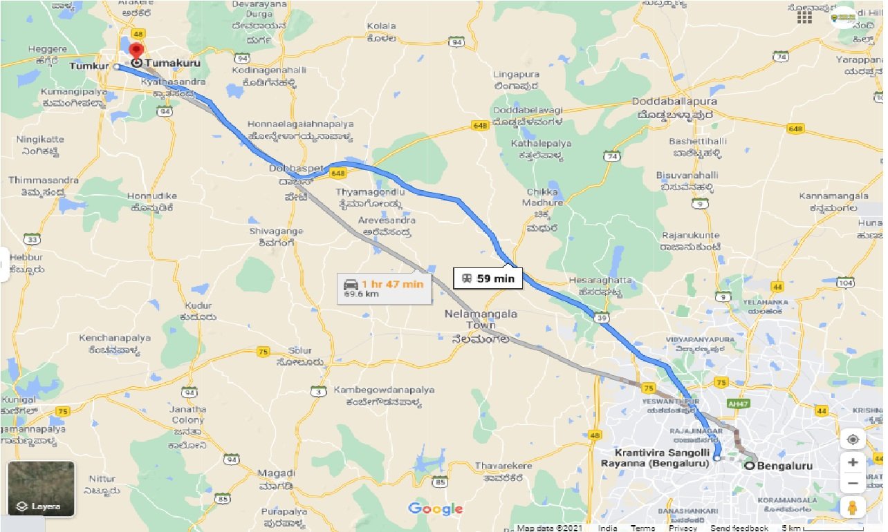 Bangalore To Tumkur Map Caronrentals-Bangalore To Tumkur Taxi One Way | Book Car On Rent