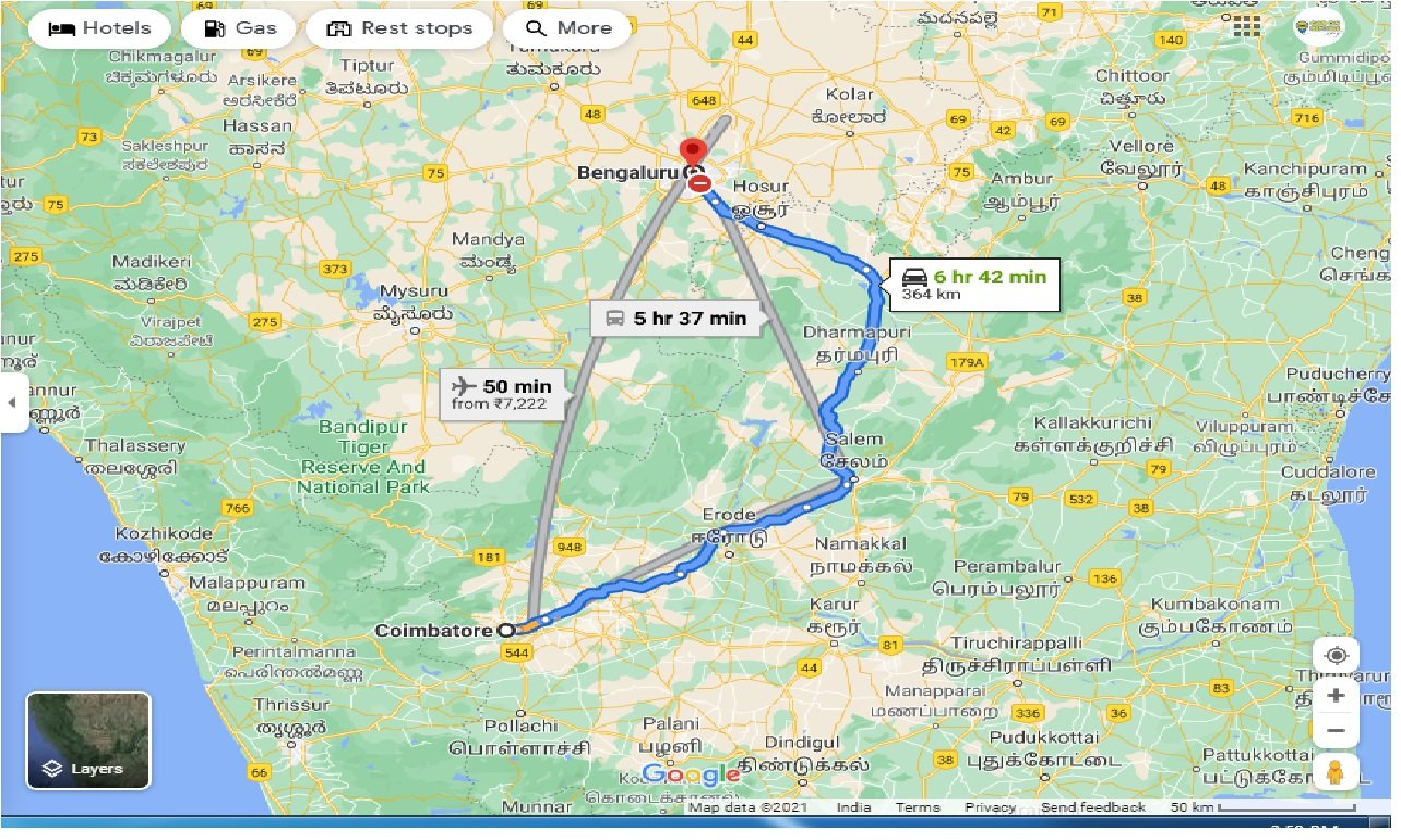 Coimbatore To Bangalore Map Caronrentals-Coimbatore To Bangalore Round Trip | Book Car On Rent