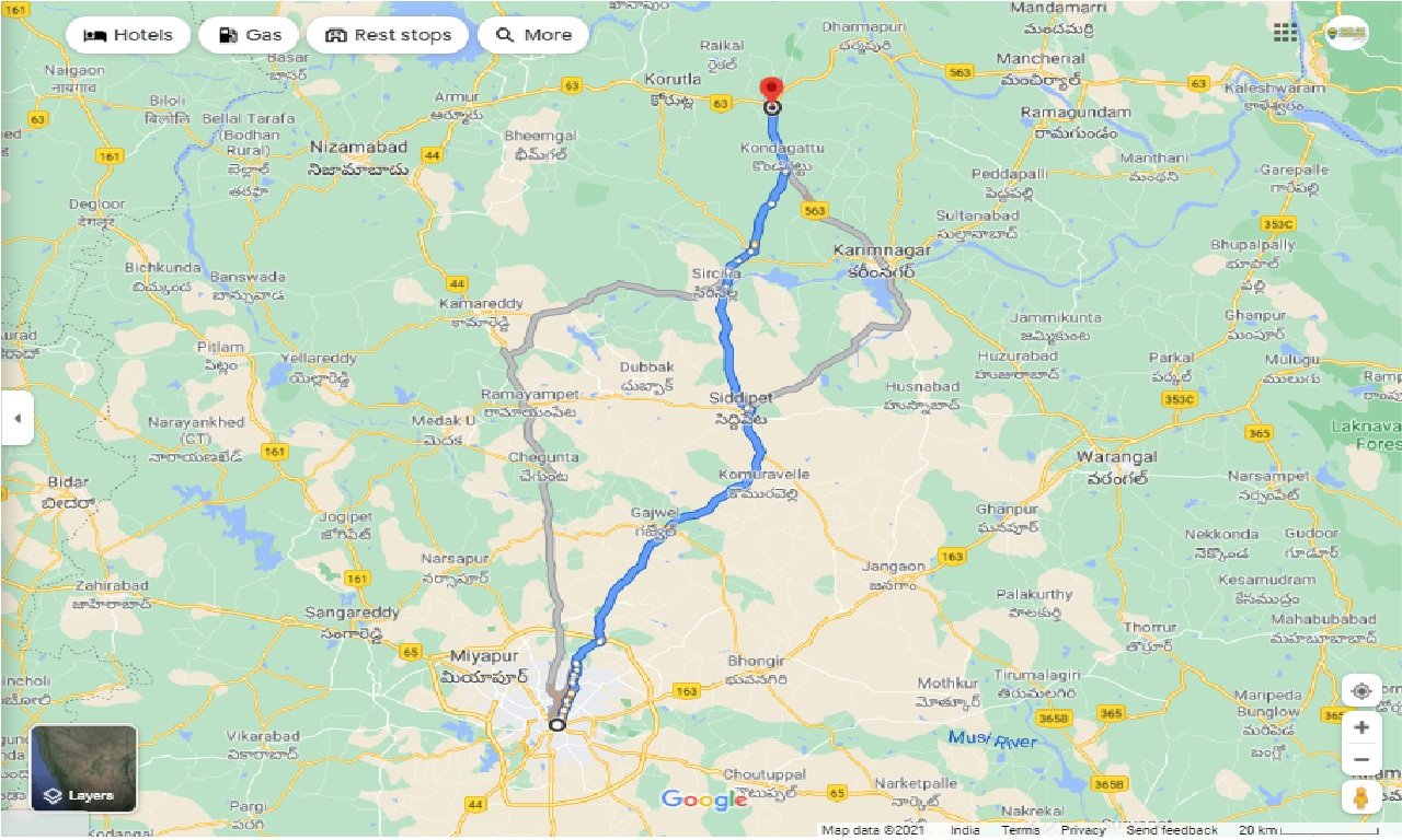 Hyderabad To Jagityal Route Map Caronrentals-Hyderabad To Jagtial Taxi One Way | Book Car On Rent