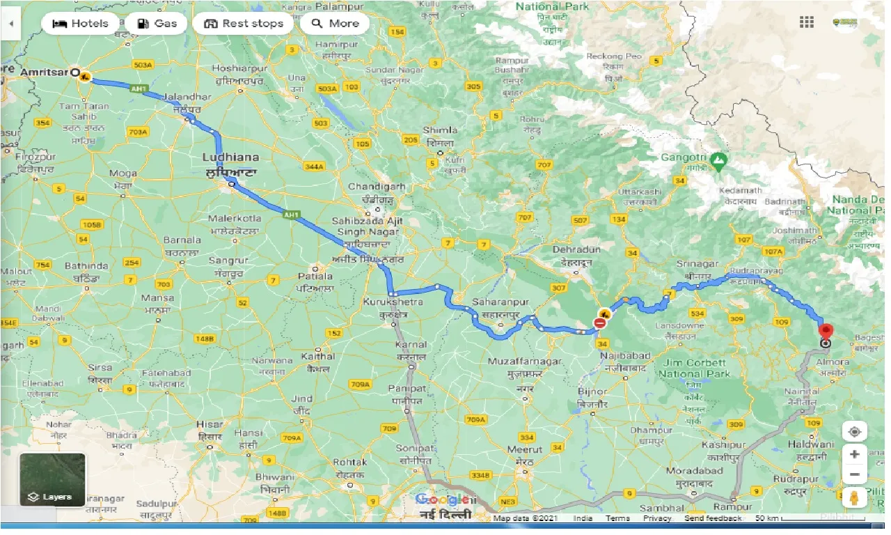 amritsar-to-kausani-taxi