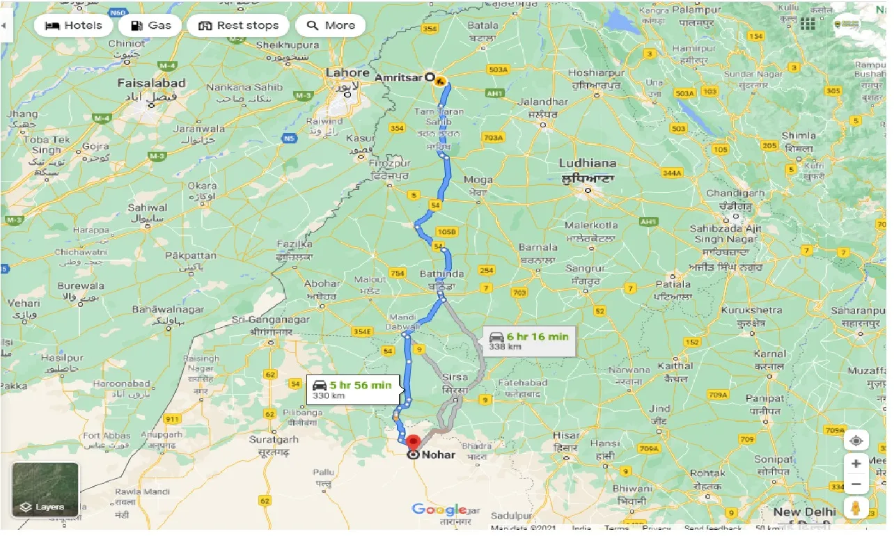 amritsar-to-nohar-one-way