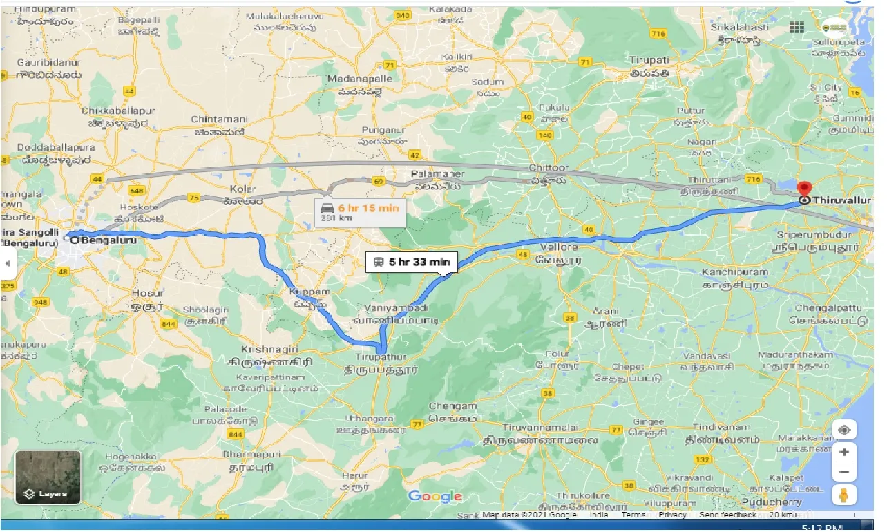 bangalore-to-tiruvallur-one-way