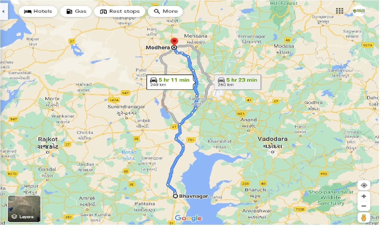 bhavnagar-to-modhera-one-way