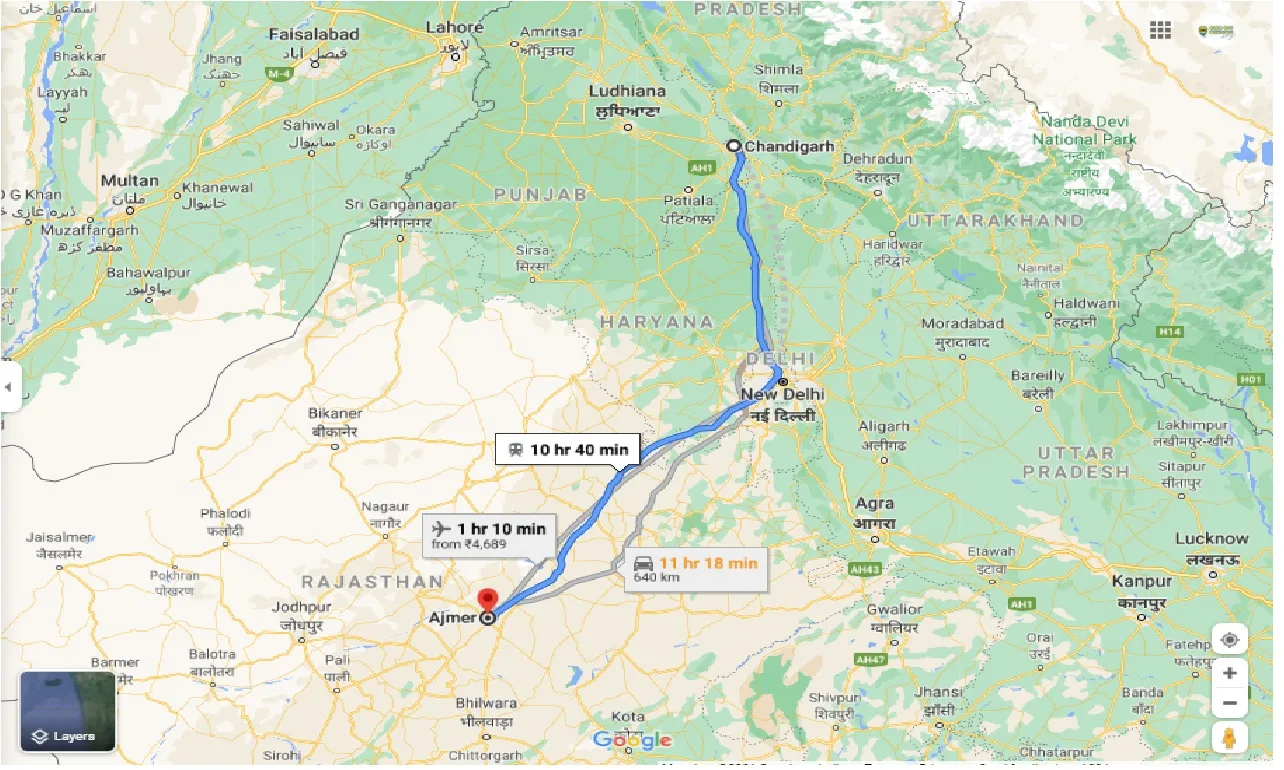 chandigarh-to-ajmer-round-trip