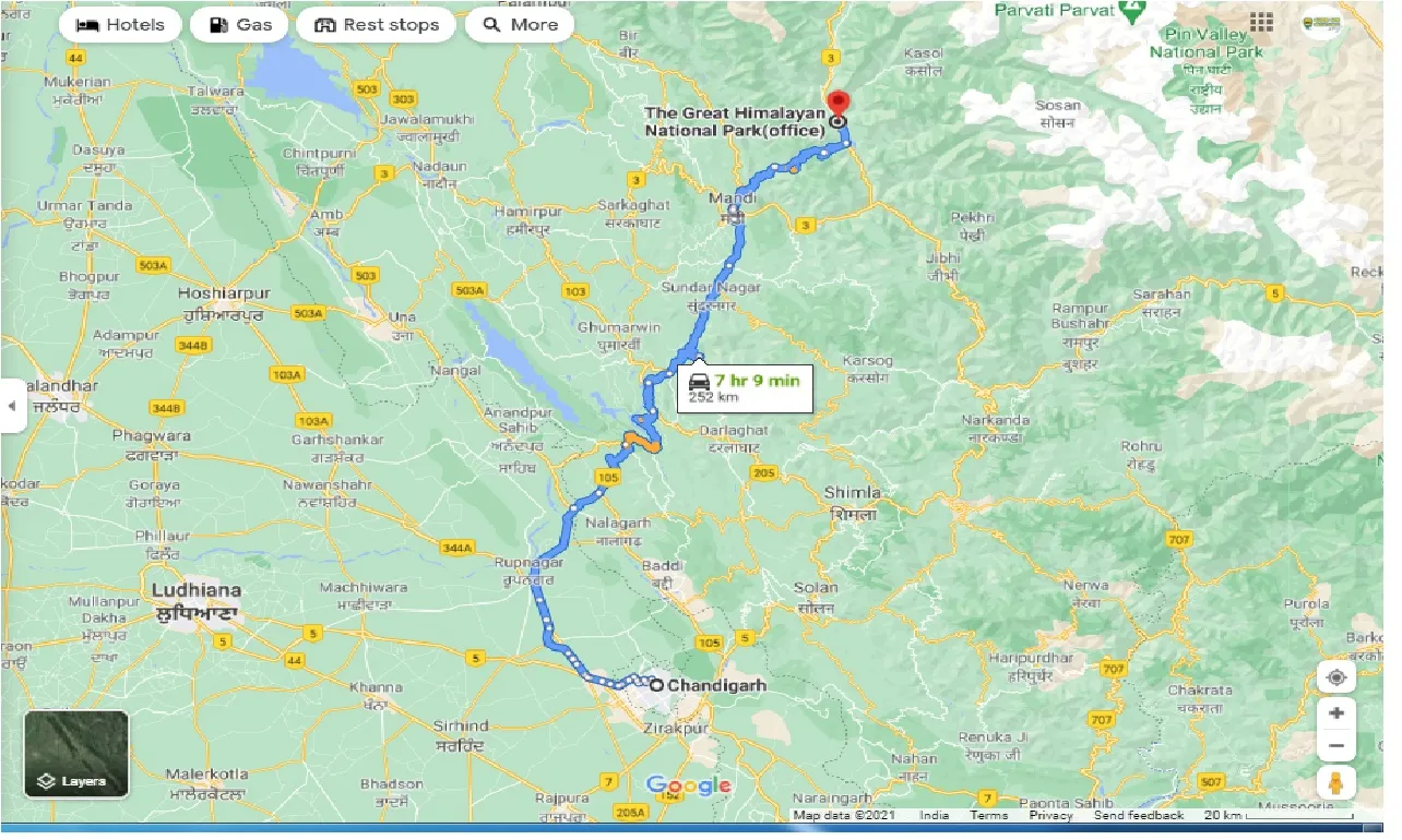 chandigarh-to-great-himalayan-national-park-one-way