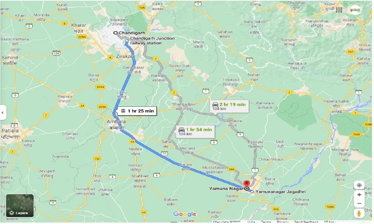 chandigarh-to-yamuna-nagar-one-way