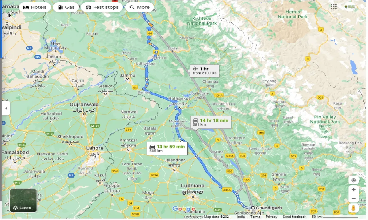 chandigarh-to-yusmarg-round-trip