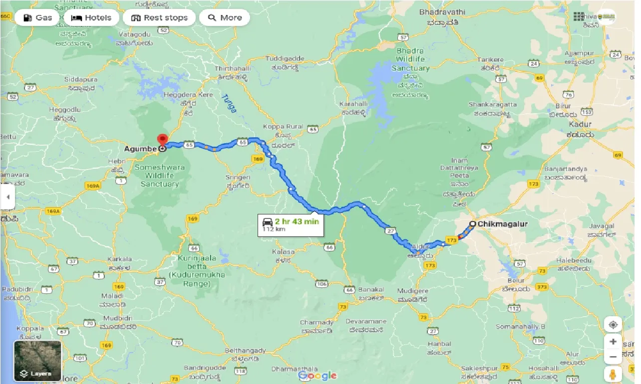 chikmagalur-to-agumbe-one-way