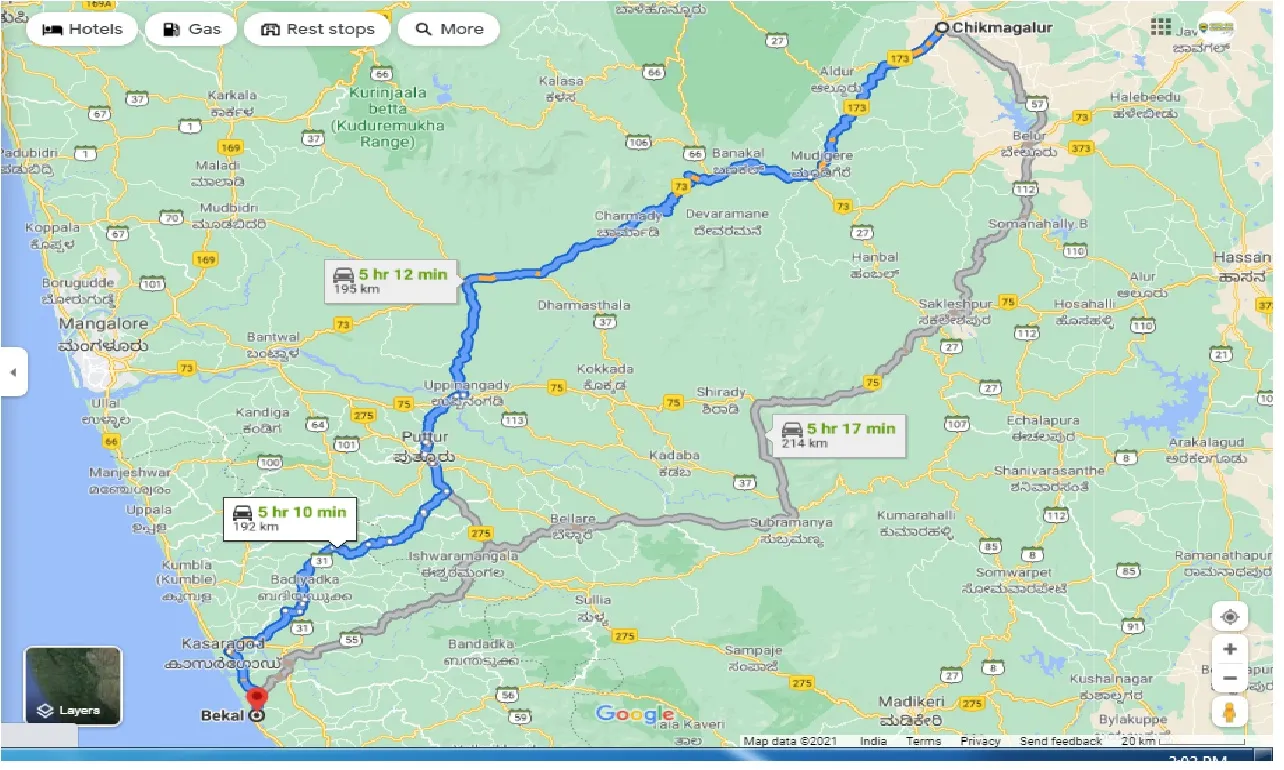 chikmagalur-to-bekal-one-way