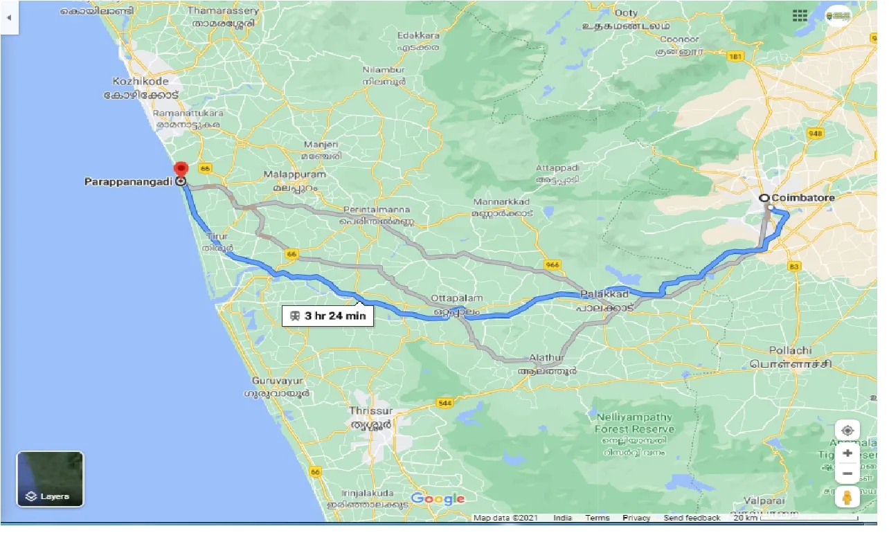 coimbatore-to-parappanangadi-one-way