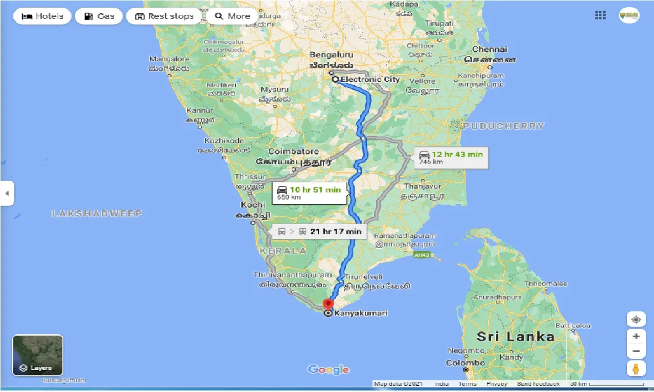 electronic-city-to-kanyakumari-one-way