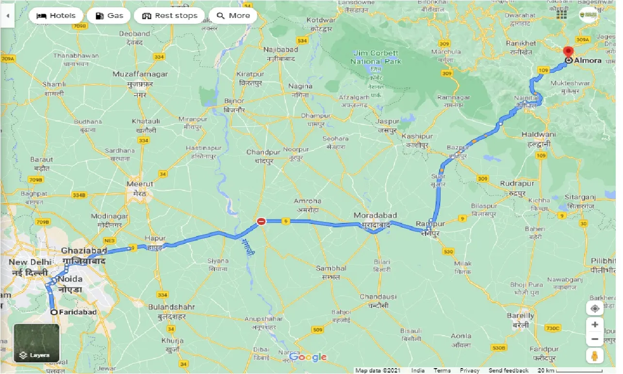 faridabad-to-almora-one-way