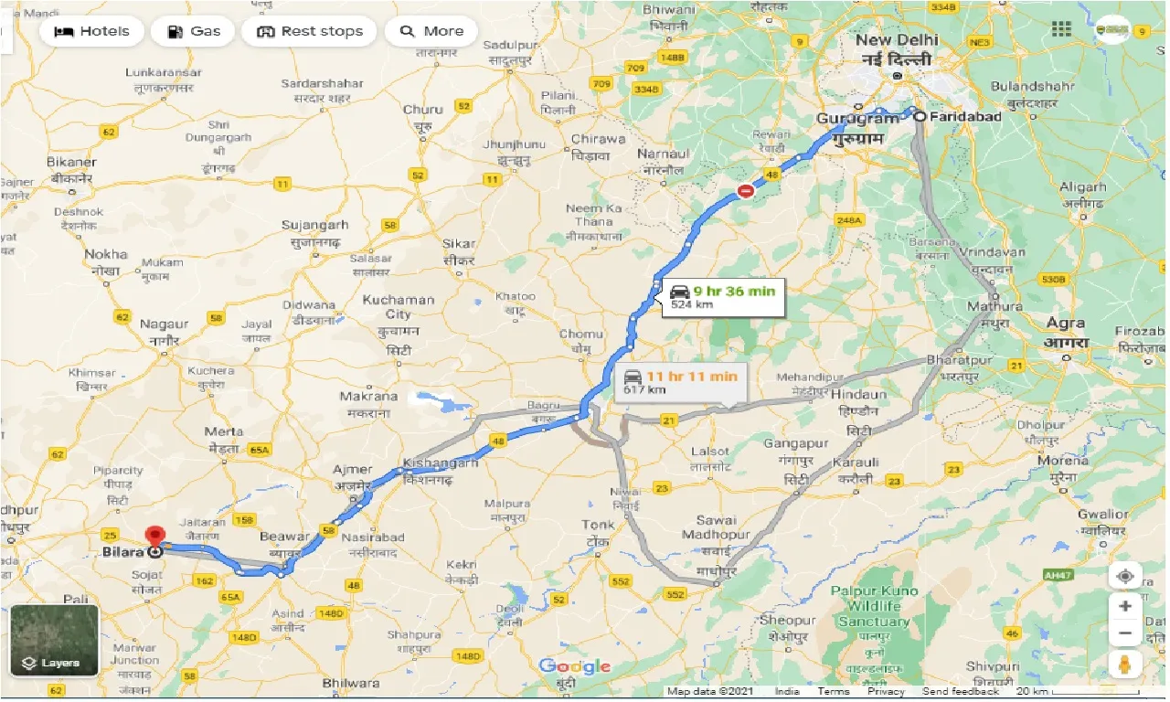 faridabad-to-bilara-round-trip