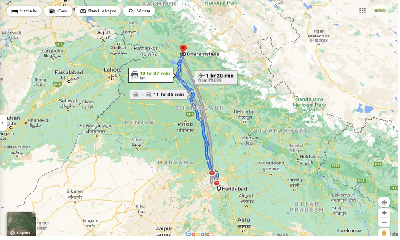 faridabad-to-dharamsala-round-trip