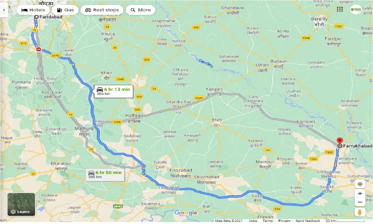 faridabad-to-farrukhabad-one-way