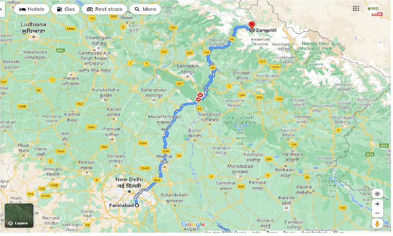 faridabad-to-gangotri-round-trip