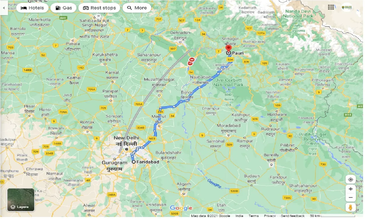 faridabad-to-pauri-round-trip