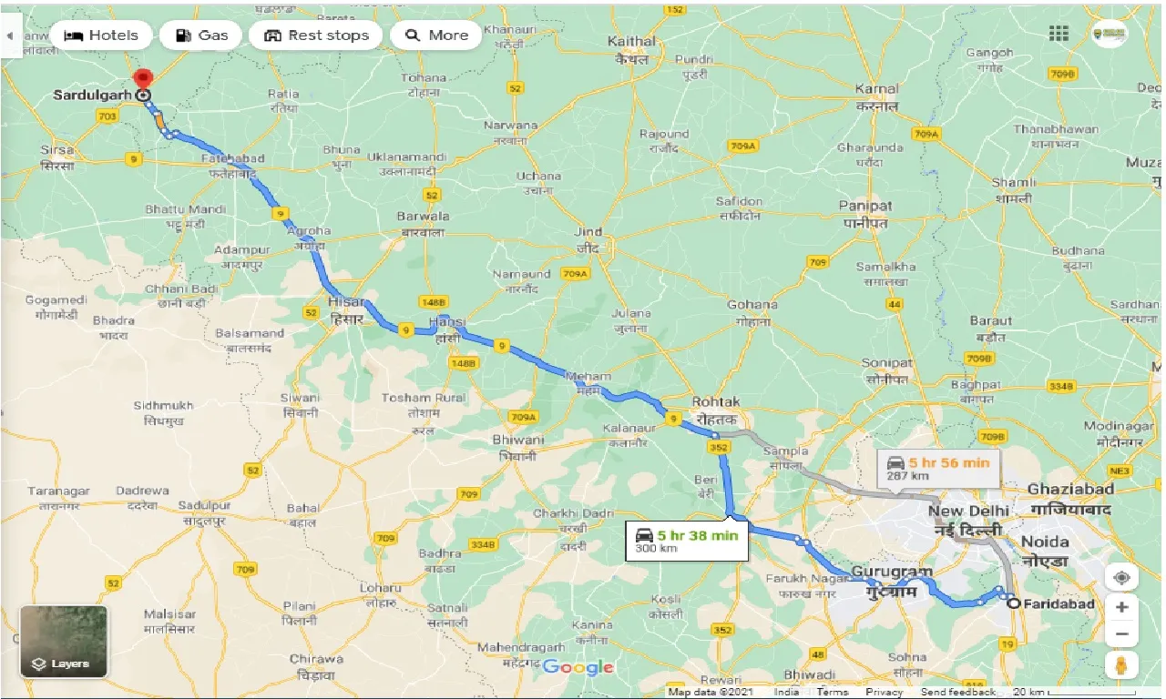 faridabad-to-sardulgarh-round-trip