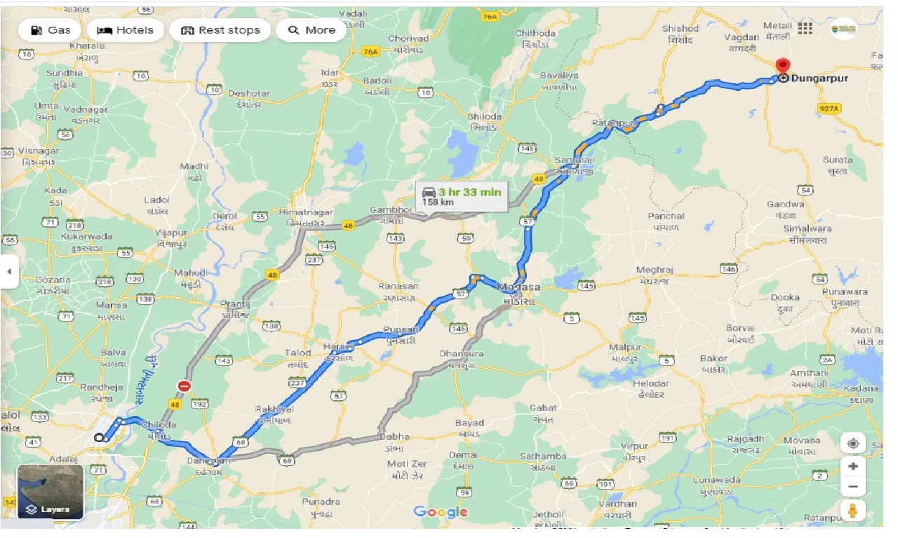 gandhinagar-to-dungarpur-one-way