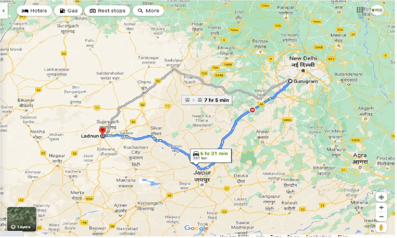 gurgaon-to-ladnun-round-trip