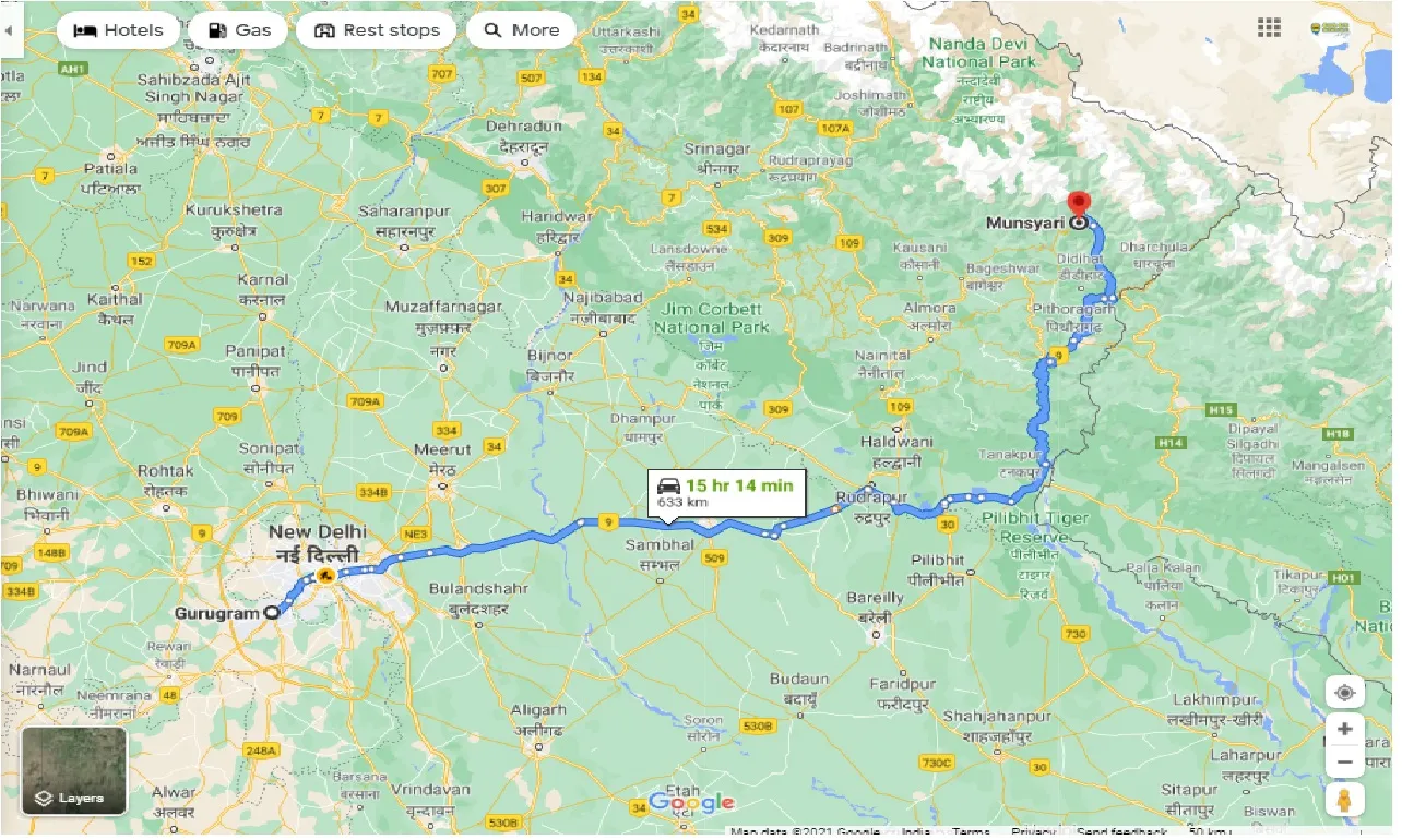 gurgaon-to-munsyari-round-trip