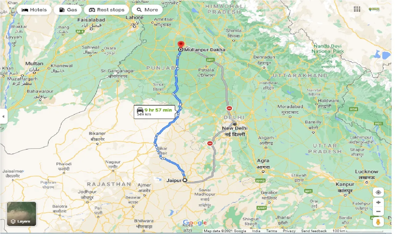 jaipur-to-mullanpur-dakha-one-way