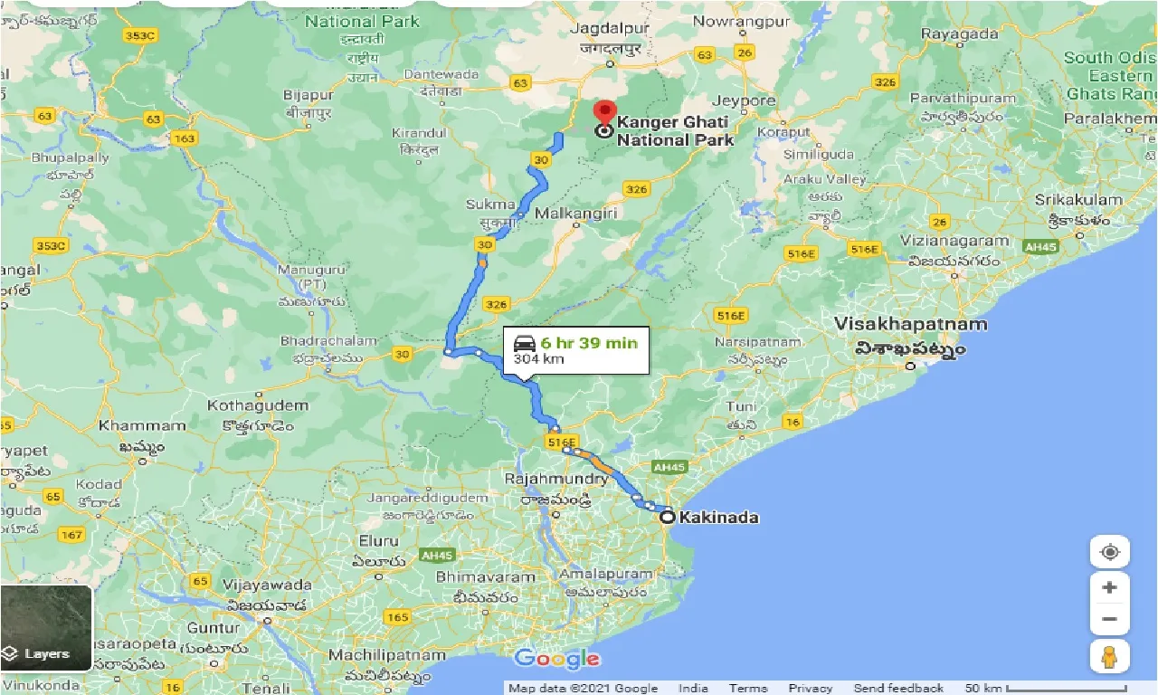 kakinada-to-kanger-ghati-national-park-one-way