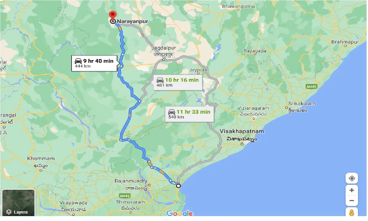 kakinada-to-narayanpur-taxi