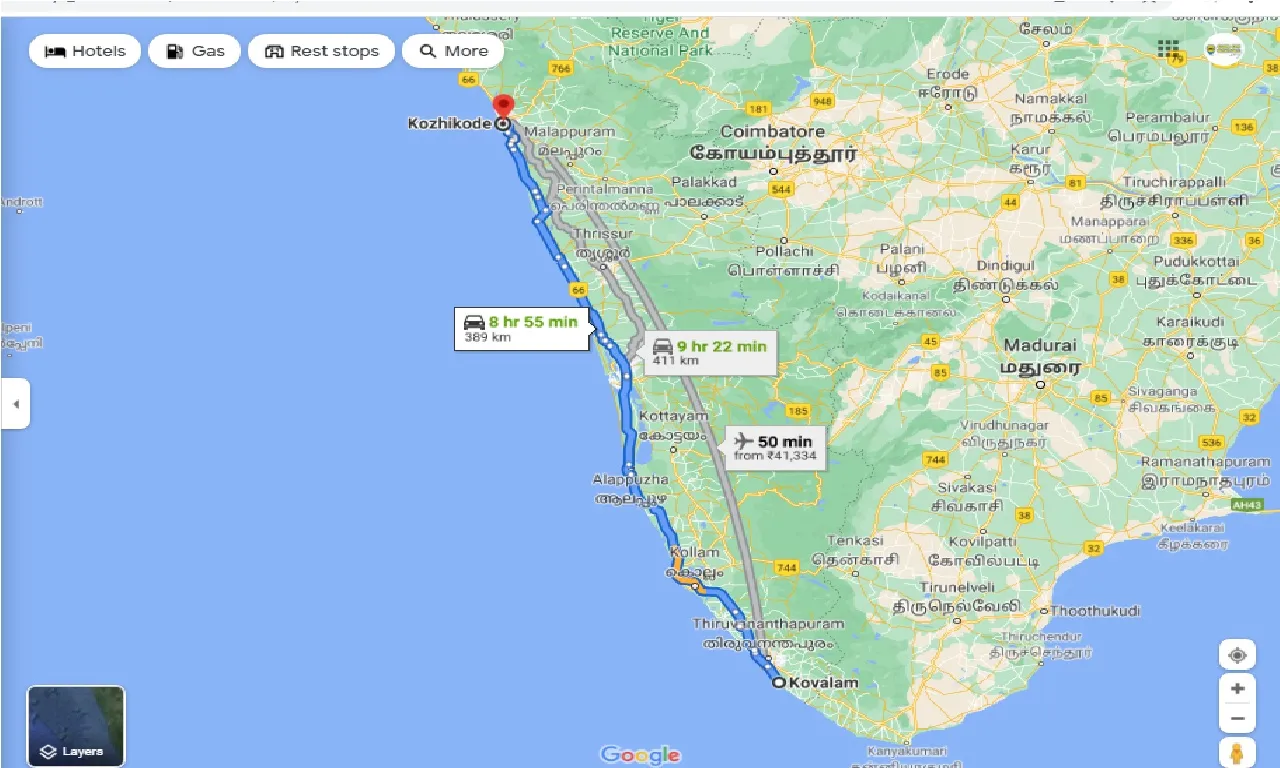 kovalam-to-kozhikode-one-way