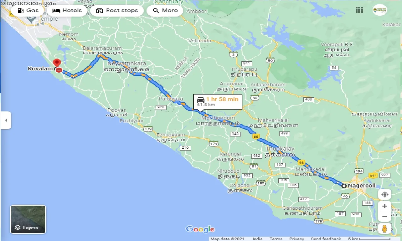 nagercoil-to-kovalam-outstation
