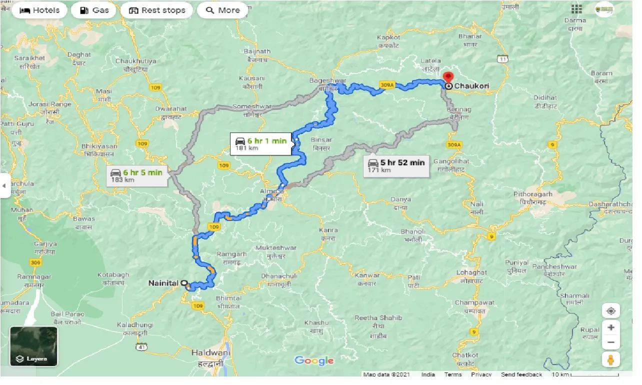 nainital-to-chaukori-one-way