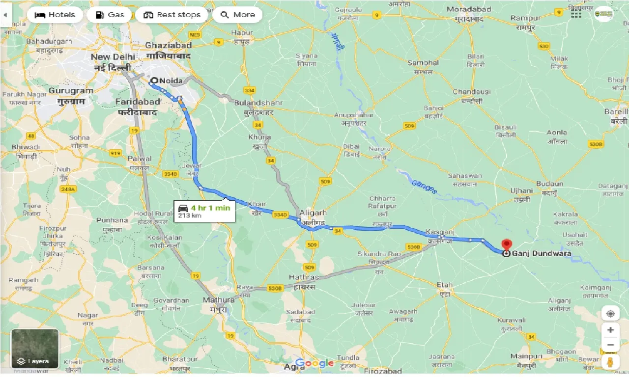 noida-to-ganj-dundwara-round-trip