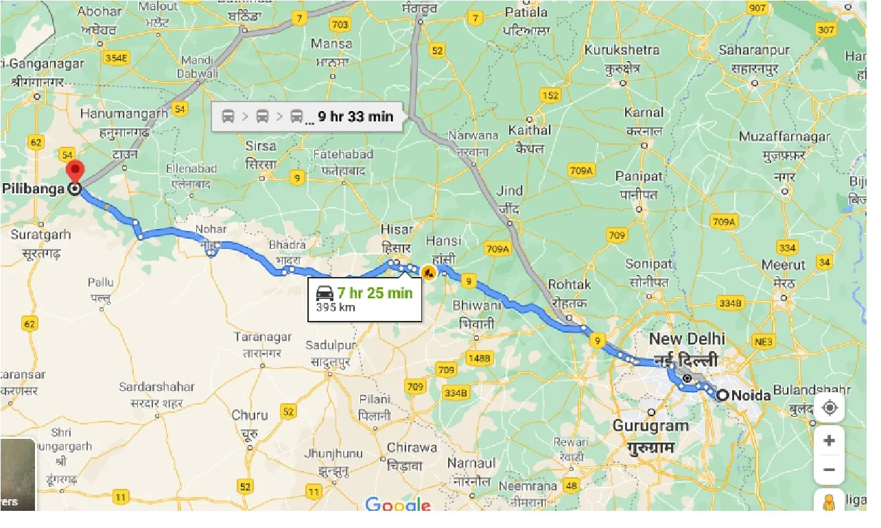 noida-to-pilibanga-taxi