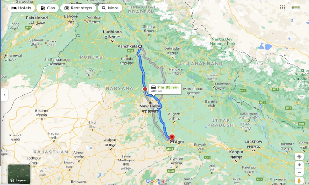 panchkula-to-agra-one-way