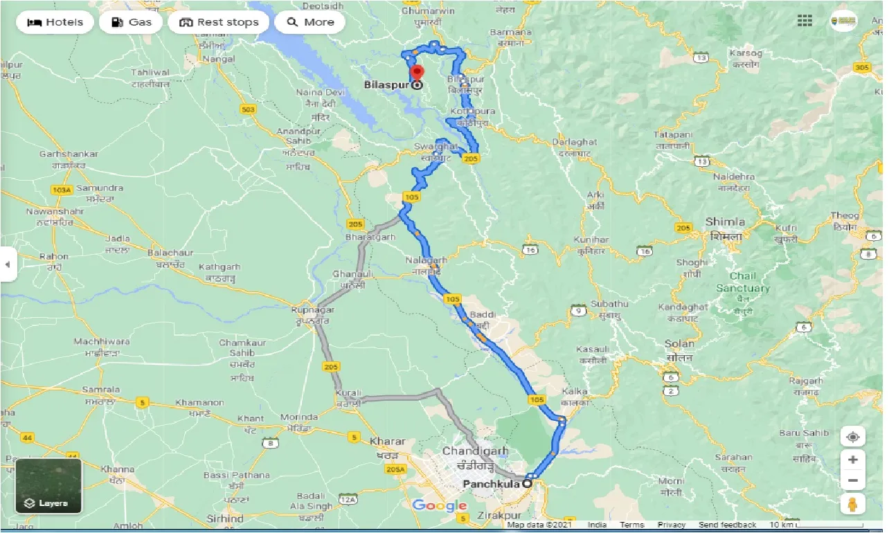 panchkula-to-bilaspur-HP-one-way