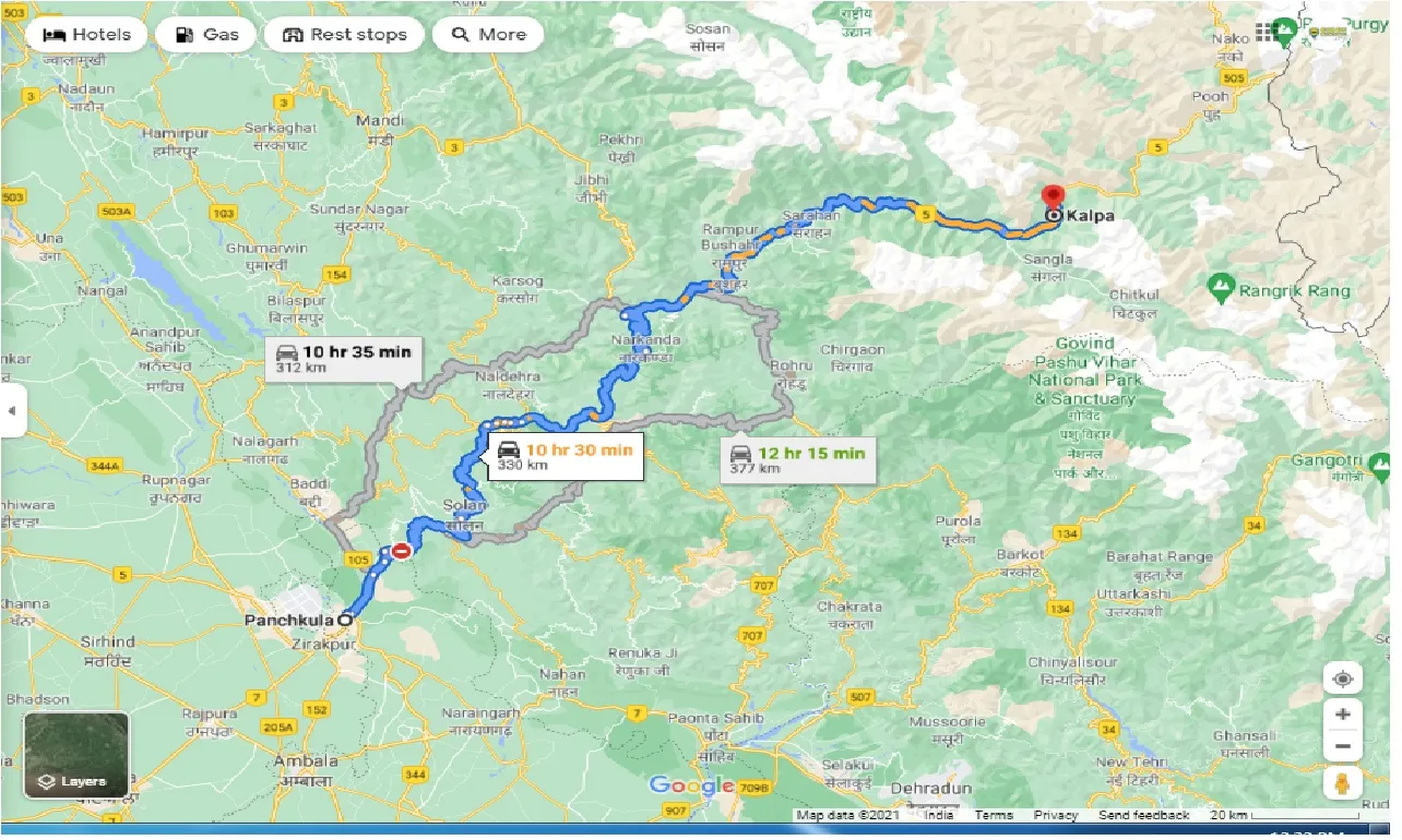 panchkula-to-kalpa-round-trip