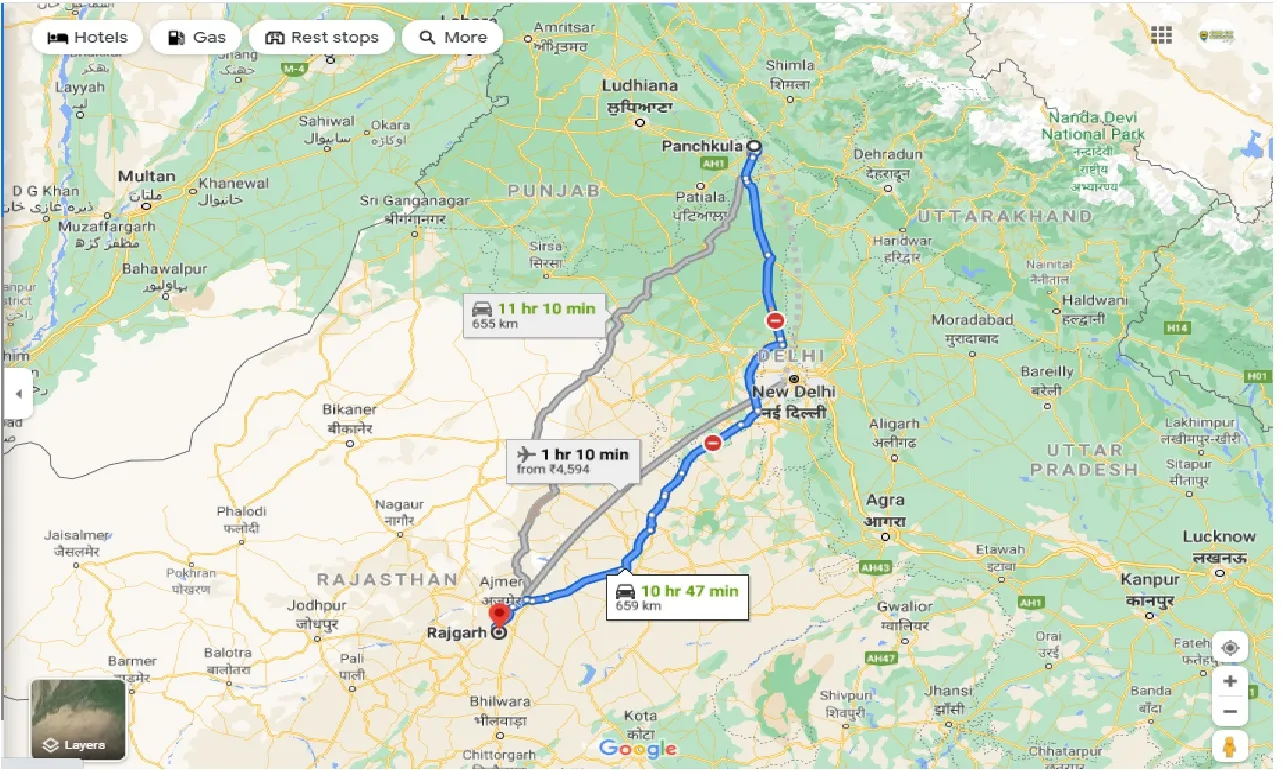 panchkula-to-rajgarh-HP-one-way