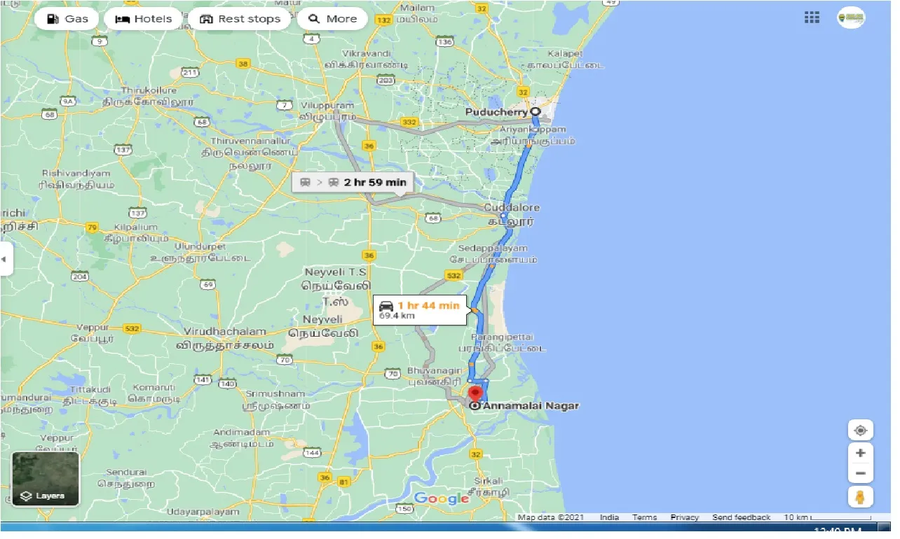 pondicherry-to-annamalai-nagar-one-way