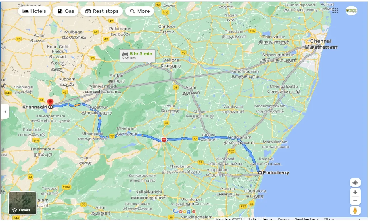 pondicherry-to-krishnagiri-TN-round-trip