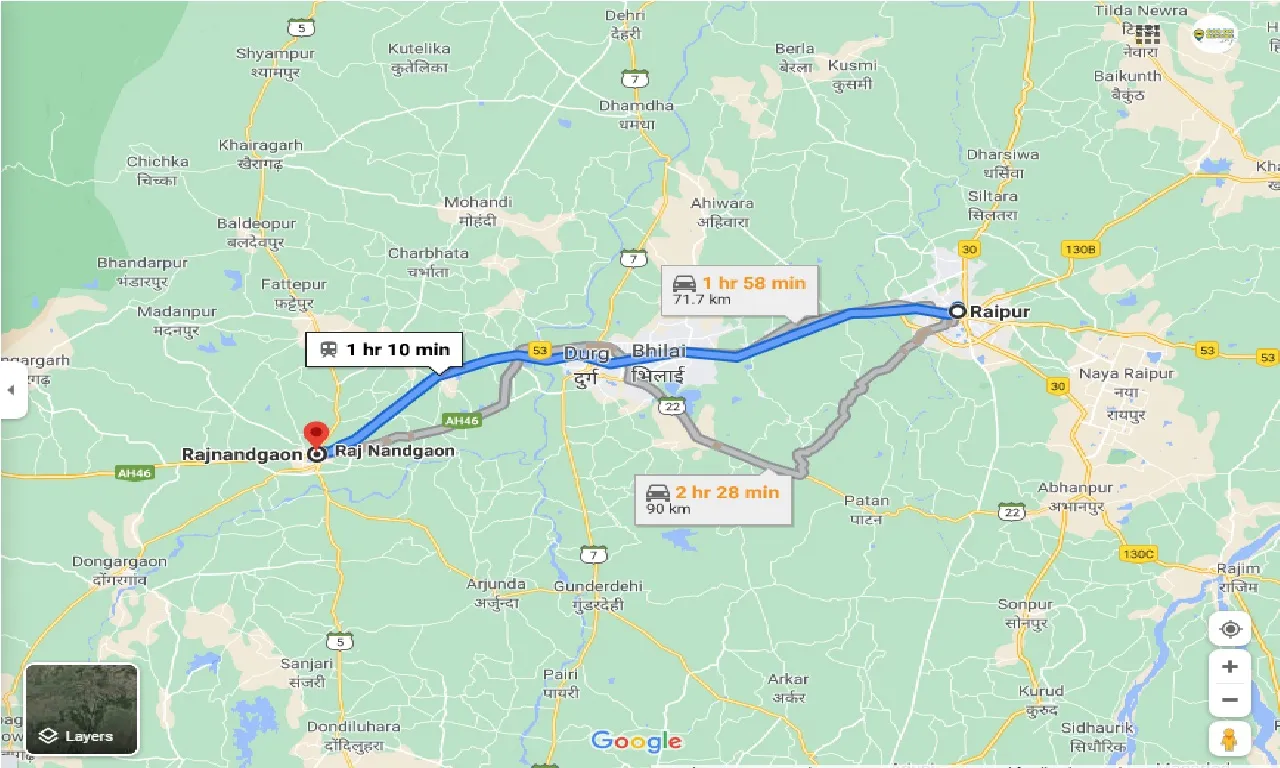 raipur-to-Rajnandgaon-one-way