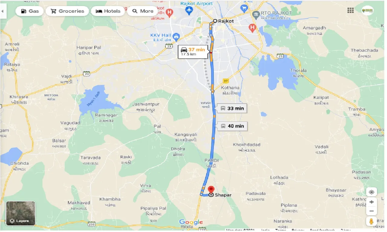 rajkot-to-shapar-one-way