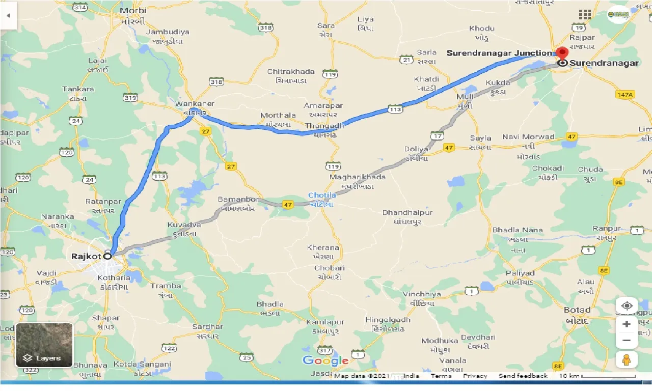 rajkot-to-surendranagar-one-way