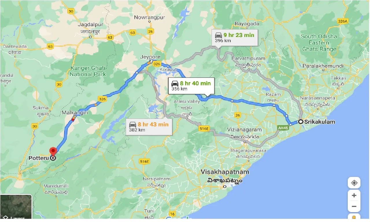 srikakulam-to-potteru-one-way