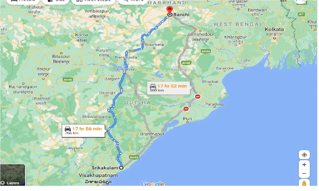 srikakulam-to-ranchi-one-way