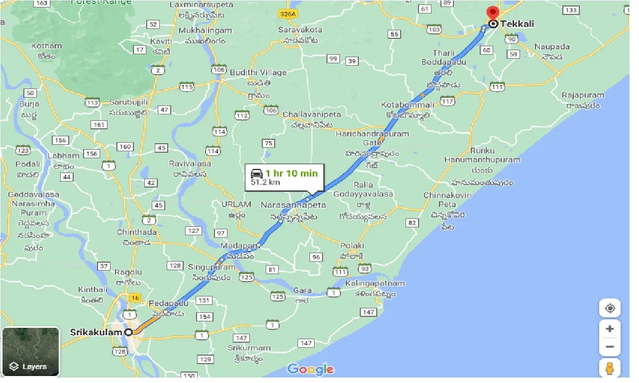 CarOnRentals Srikakulam To Tekkali Taxi Round Trip