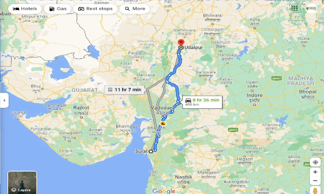 surat-to-udaipur-one-way
