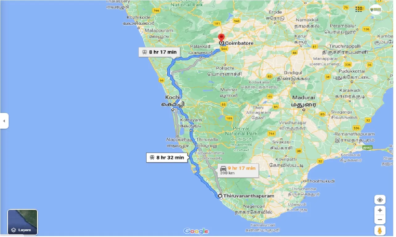 thiruvananthapuram-to-coimbatore-round-trip