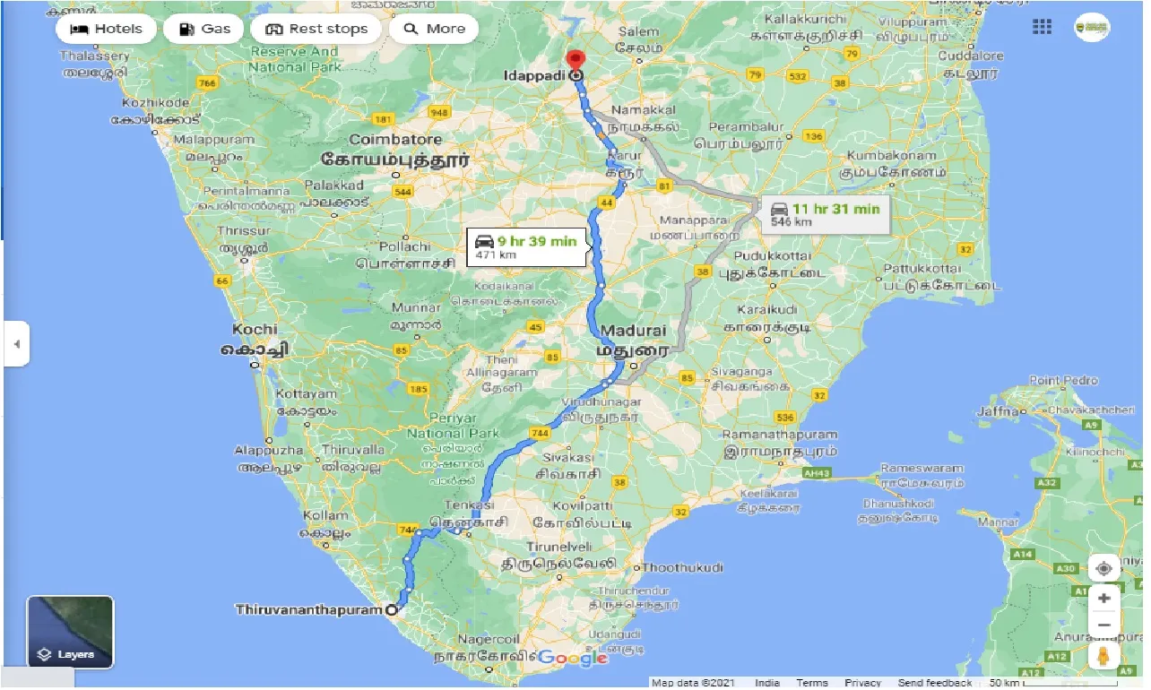 thiruvananthapuram-to-edappadi-round-trip