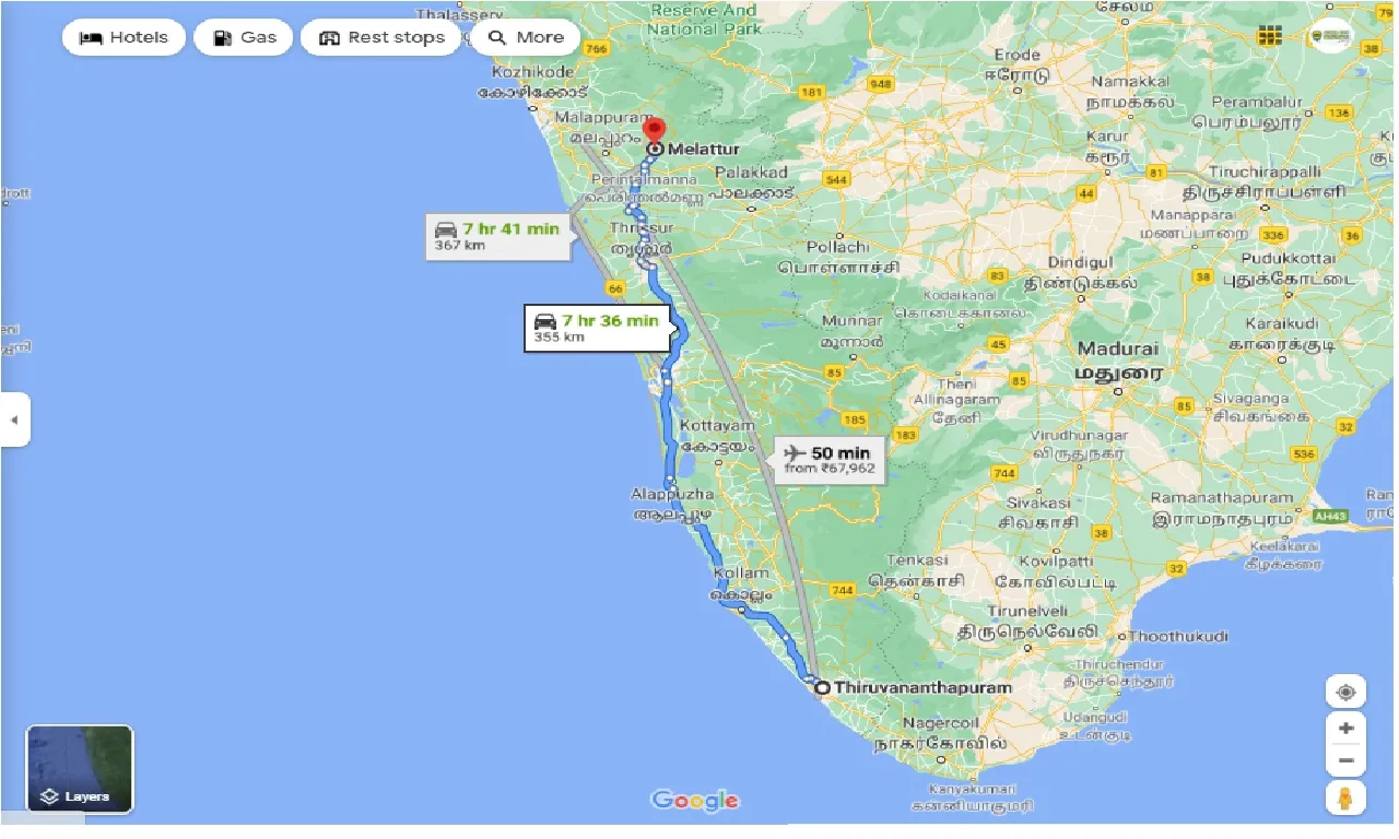 thiruvananthapuram-to-melattur-round-trip