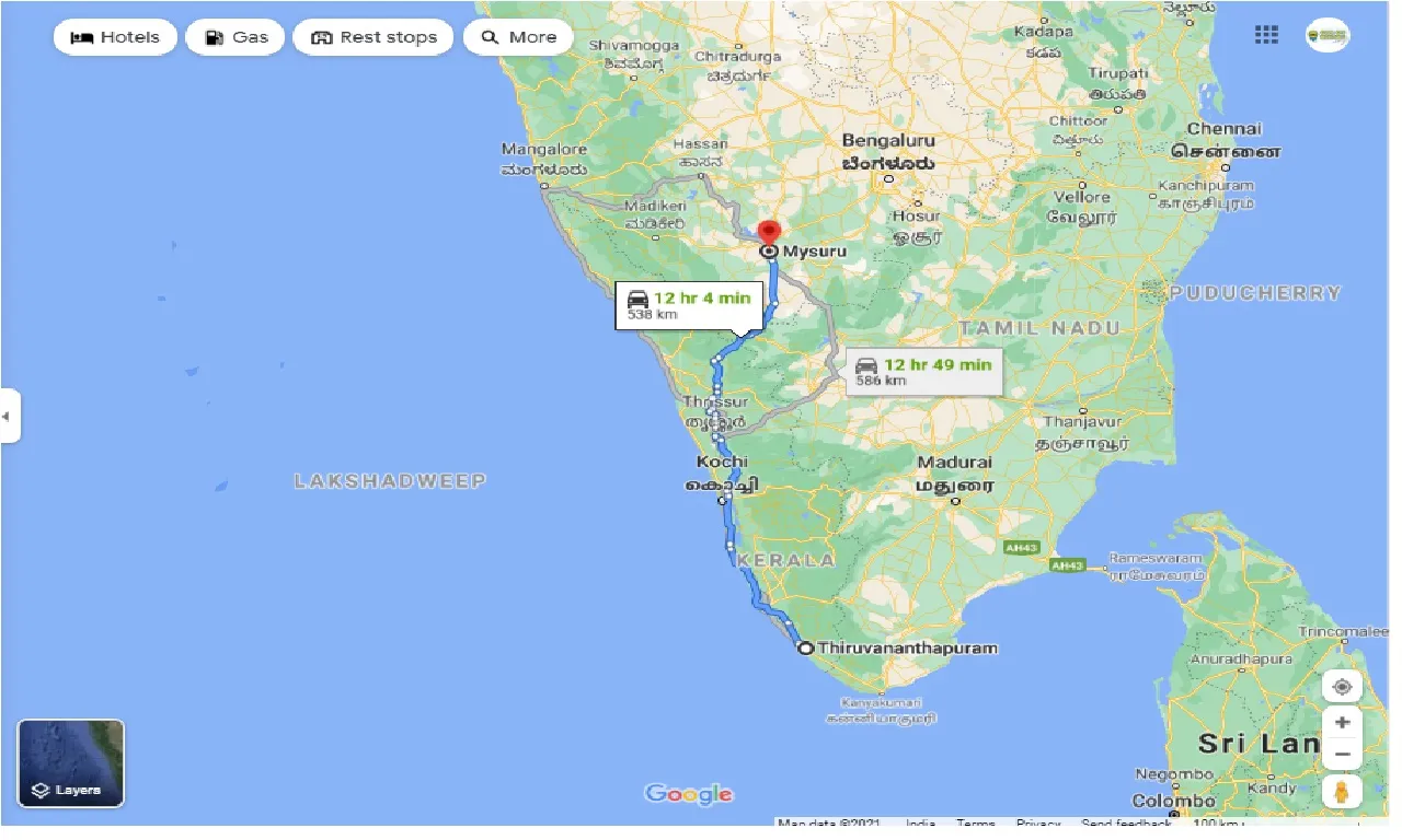 thiruvananthapuram-to-mysore-one-way